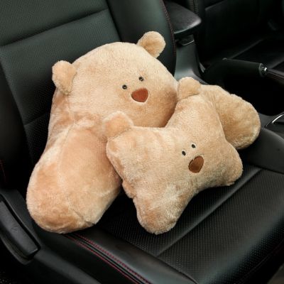 huawe Car headrest car neck pillow female creative cartoon cute plush pillow car seat bear waist pillow