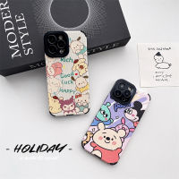 เคสนิ่มทำจากซิลิโคน Pu สำหรับ IPhone 11 12 13 14 Pro Max เคสโทรศัพท์ลายการ์ตูนน่ารัก Winnie Bear Pacha Dog Kuromi สำหรับ IPhone 7 8 Plus XR Xs Max กันกระแทกสำหรับเด็กผู้หญิงเด็กผู้ชาย