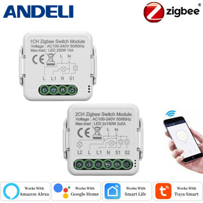 ANDELI Smart Light Switch Module 1/2/3/4Gang รองรับ Zigbee 3.0 และ 2 Way Control, App Remote Control DIY Breaker 100-240V-srng633433