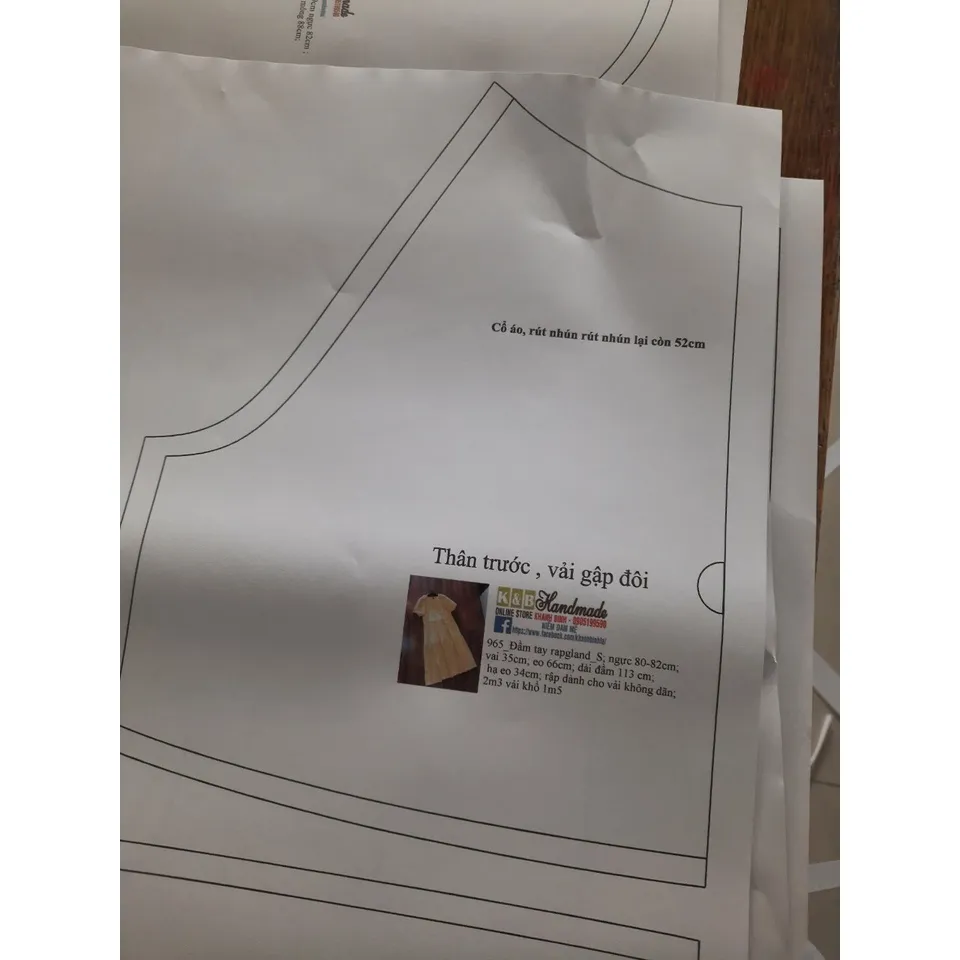 Rập giấy đầm suông tay phồng mã 976 (BẢN VẼ) | Lazada.vn