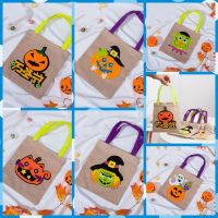 ฮาโลวีน halloween accessories SUNNYDOLL กับเลื่อม ถุงขนมฮาโลวีน ส่องแสงแวววาว ลายฟักทองฟักทอง ถุงขนมผ้าลินินฮาโลวีน ใช้งานได้จริง แบริ่งรับน้ำหนักที่ดี กระเป๋าถือแบบถือ ฮาโลวีน