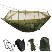 Green Travel Outdoor Camping Hammock Anti-Rollover Swing พร้อมเชือกผูกสำหรับ Patio Porch Garden Backyard