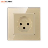 Shawader Israel Wall IL Outlet Electricity Power Socket Switch Crystal Glass Panel 16A Outlets 250V Plug 3pins for Home Office