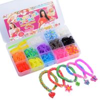 600Pcs Elastic Rubber Bands DIY Tool Set Colorful Weave Machine Bracelet Handicraft Kit Girl Gift Kids Toys for Children