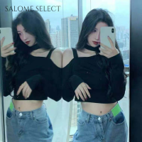 SALOME SELECT เสื้อครอป เสื้อยืด ชุดเซ็ทผู้หญิง เสื้อยืดคอกลม เสื้อยืด ผญสวย ๆ เวอร์ชั่นเกาหลี ผ้าคอตตอน ใส่สบาย เรียบง่าย 2023NEW 36Z230907