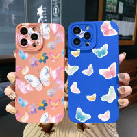 เคสขอบสี่เหลี่ยมผีเสื้อเต็มเลนส์สำหรับ iPhone 14 Plus 13 Pro Max 12 iPhone 11 XR 8 7 SE 2022หรูหรา