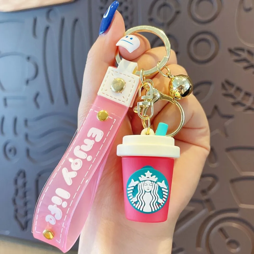 Fashion Starbucks Coffee Cute Pink Cup Keychain Kawaii Trendy Milk