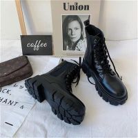 COD dsdgfhgfsdsss Womens Thick-Soled Martin Boots Female British Style Students All-Match Fashion Stretch Short Boots厚底马丁靴女英伦风学生百搭时尚弹力短靴