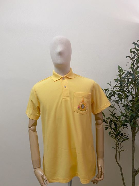 เสื้อโปโลสีเหลืองผู้ชาย-เสื้อโปโลสีเหลืองล้วน-เสื้อโปโลทำงาน-เสื้อเหลืองปัก