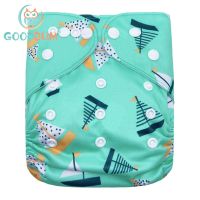 Goodbum Washable Sailboat Printed Cloth Diaper Double Row Snaps Cloth Nappy For 3-15KG Baby Diaper Cloth Diapers