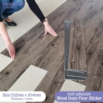 【CW】 91x15cm Sself-adhesive floor Thicken Wood Grain Floor Wallpaper 3d Wall Sticker room wear-resistant sticke