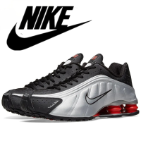 Shox R4 OG first year black silver bullet air column spring sports running shoes รองเท้ากีฬาผู้ชาย รองเท้าวิ่งผู้หญิง