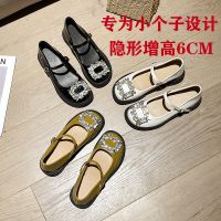 Mary Jane is higher in the round head thick bottom side buckle su yinyin diamond single shoes female small sweet wind small yards patent leather shoes