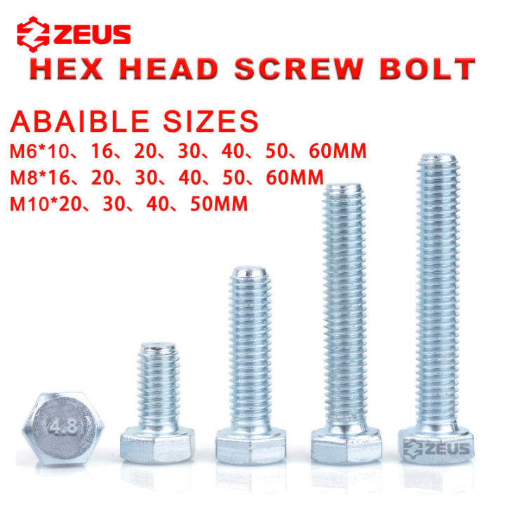 Hex Bolts, zinc, Tap Hex Bolt, Grade 8 M5 M6 (20MM to 60MM Lengths in