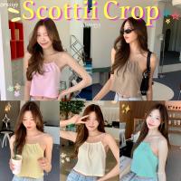 ?Dressypพร้อมส่ง?รหัสP151 เสื้อครอป สายเดี่ยว ผ้ายืด ไม่ต้องรีด ผ้าไม่ยับ ลายสก็อต ใส่เที่ยวคาเฟ่ ใส่กับกางเกงยีนส์