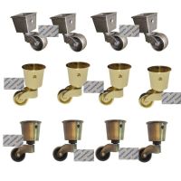 4Pcs Zinc Alloy Round Square Swivel Cup Caster Socket Castor Antique Bronze Gold Furniture Piano Serving Trolley