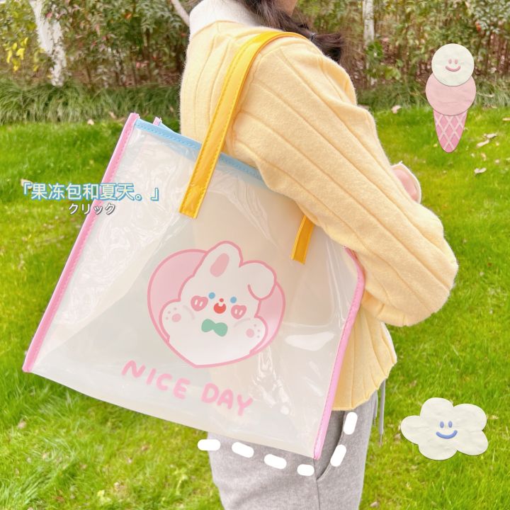 transparent-jelly-bag-female-niche-large-capacity-waterproof-beach-swimming-bag-pvc-shoulder-handbag-bag-mommy-going-out-may