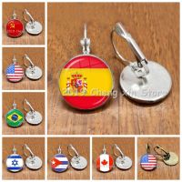 European flag earrings France Italy Spain USA Poland Russia Ireland Netherlands flag flag glass cabochon earrings jewelry Hand Tool Parts Accessories