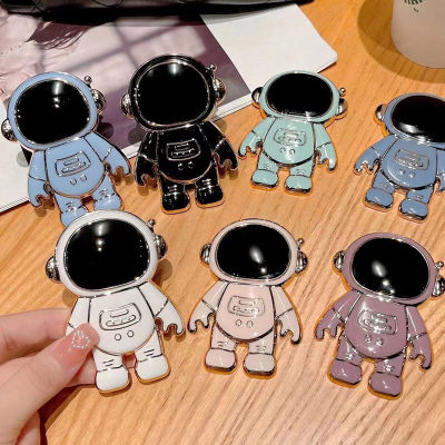 3D Astronaut Mobile Phone Ring Bracket Cartoon Mobile Phone Holder Spaceman Ring Bracket 3D Astronaut Electroplated Bracket Foldable Bracket Back-mounted Support Multi-function Mobile Phone Holder Abrasion Resistance Anti-scratch