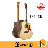 Paramount กีต้าร์โปร่ง คอเว้า รุ่น F650CN ทรง Dreadnaught Cutaway - สีไม้ธรรมชาติ แถมฟรี!! ปิ๊กกีต้าร์+คาโป้