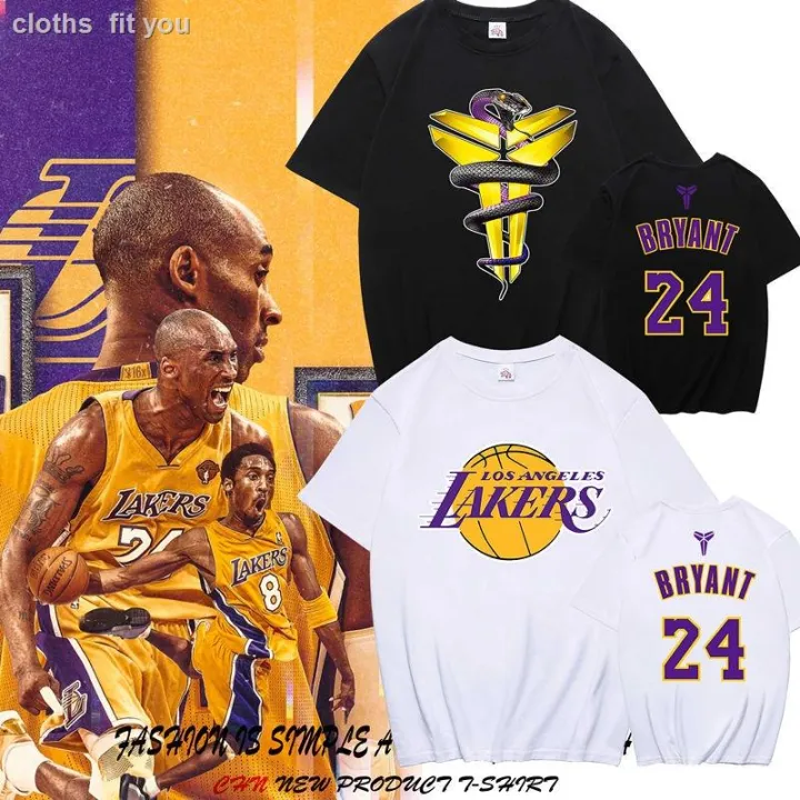 เสื้อยืดพิมพ์ลายพรีเมี่ยม Hotkobe Clothes Kobe Lakers No24 Black Mamba Memorial Jersey เสื้อยืด