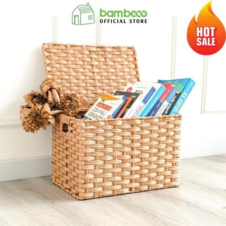 Giỏ đựng đồ đa năng BAMBOOO ECO hình chữ nhật, loại có nắp, để đồ ...