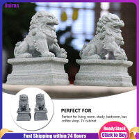 Dulrua 2Pcs ก้อนหินขนาดเล็กสิงโตจีนสไตล์รูปปั้นสิงโตเดสก์ท็อป Feng Shui เครื่องประดับ