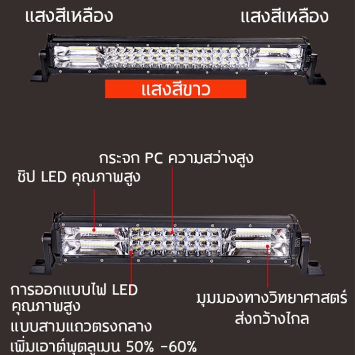 สว่างเพิ่มขึ้น-100-เท่า-ไฟสปอร์ตไลท์รถยนต์-12-80v-หลอดไฟสว่าง-60-เม็ด-3-แถวแสงสว่าง-ไฟช่วยตัดหมอก-ไฟหน้ารถ-ไฟรถยนต์