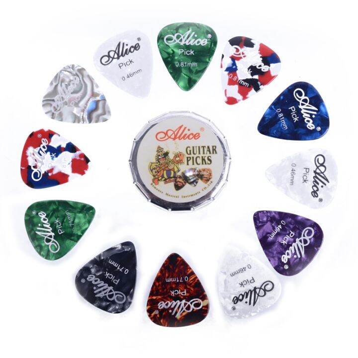 12pcs-alice-acoustic-electric-guitar-picks-plectrums-and1-round-metal-picks-box-case