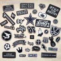 ☢∏ Faishon Patch Black and White Embroidery Patches for T-shirt Iron on Stripes Appliques Clothes Letters Stickers Clothing Badges