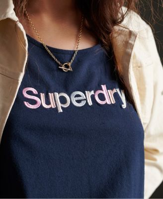 SUPERDRY SWISS LOGO EMB CLASSIC VEST - เสื้อกล้าม เสื้อสายเดี่ยว สำหรับผู้หญิง สี Deep Navy