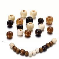 100pcs 10-12mm Vintage Natural Wooden Spacer Beads Wood Big Hole Loose Beads Dreadlock Braid DIY Macrame Rosary Bracelet Jewelry Traps  Drains