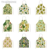 ❅☁❈ Tropical Fruit Avocado Tropical Print Cotton Linen Apron Kitchen Women Baking Waist Bib Home Cooking Brief Sleeveless Pinafore