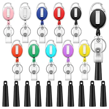 Retractable Pen & Pencil Holder Badge Reel w Carabiner Clip for