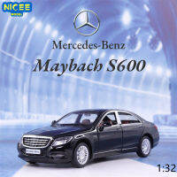 1:32 Benz Maybach S600 D Iecast โลหะรถรุ่นจำลองยานพาหนะของเล่น6ประตูเปิดของขวัญสำหรับเด็ก F293