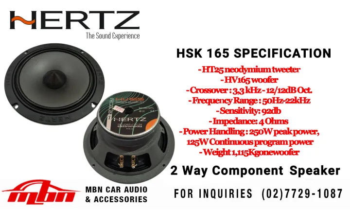 HERTZ 6.5" 2 way Component Set Speaker 250watts (HSK-165) | Lazada PH