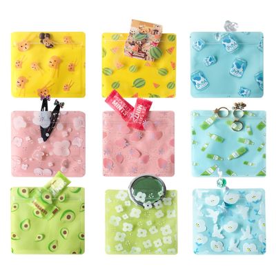 100Pcs/Lot Cartoon Plastic Ziplock Bag Cute Gift Packaging Bags Small Pouches Biscuit Snack Transparent Sealed Food Bag Retail