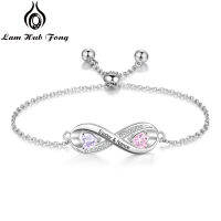 Personalized Infinity Bracelet Custom Name Bracelet DIY Birthstone Cubic Zirconia Jewelry Wedding Gift for Women (Lam Hub Fong)