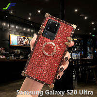 JieFie เคสป้องกันเต็มรูปแบบสำหรับ Samsung Galaxy S20อัลตร้า/S21พิเศษ/S22อัลตร้า/S23หรูหรามากเพชรเคสโทรศัพท์สี่เหลี่ยมแวววาวเคสป้องกันเต็มรูปแบบพร้อมขาตั้งแบบห่วง