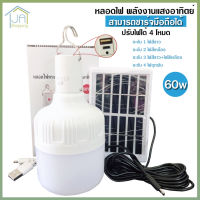 หลอดไฟ LED พลังงานแสงอาทิตย์ รุ่น VJP-112 ปรับได้ 4 โหมด ไฟสีขาว ไฟสีเหลือง ไฟฉุกเฉิน กันน้ำได้ 60w ชาร์จแบตมือถือได้