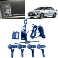 สำหรับ Toyota VIOS F YARIS YARiS L อัตโนมัติไร้สาย TPMS ระบบตรวจสอบความดันยาง4เซ็นเซอร์จอแสดงผล Embedded Monitor