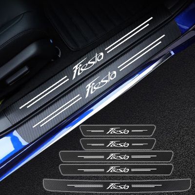 ☊ Car Door Threshold Scuff Plate Car Door Sill For Ford Fiesta MK6 MK7 MK8 Carbon Fiber Car Trunk Rear Bumper Stickers Accessories