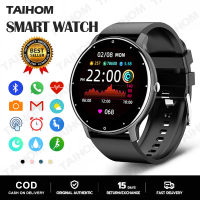 TAIHOM Smart Watch หน้าจอ HD แบบสัมผัสเต็มรูปแบบ สปอร์ตบลูทู ธ สมาร์ทนาฬิกา บลูทู ธ ฟิตเนสสมาร์ทนาฬิกา ผู้ชายและผู้หญิงความดันโลหิตตรวจสอบอัตราการเต้นของหัวใจติดตาม IOS Android สมาร์ทสายรัดข้อมือ