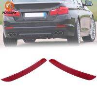 POSSBAY Red Rear Bumper Reflector for BMW 5 Series F10 F18 Sedan 2010-2013 Pre-facelift Tail Warning Lights Strip Stickers