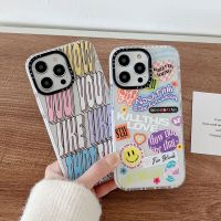 (Bishop Belle)เคสโทรศัพท์แบบใสป้ายการ์ตูนน่ารักสำหรับ iPhone 14 13 12 Pro 11 X XS Max XR 7 8 Plus ฝาครอบลายตัวอักษรแบบตลกกันกระแทก