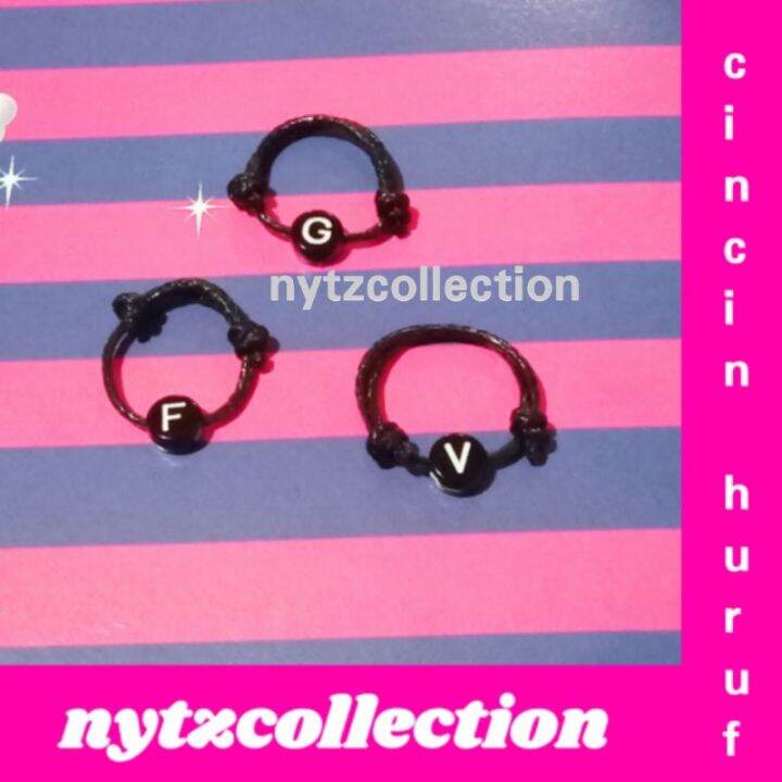 Cincin Huruf Cincin Inisial Cincin Huruf Bulat Tali Korea Waterproof ...