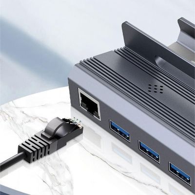 1 PCS 6 in 1 USB C Hub USB C Docking Station to -COMPatible 4K60Hz RJ45 PD100W Dock USB 3.0 HUB Extended Dock USB-C Hub