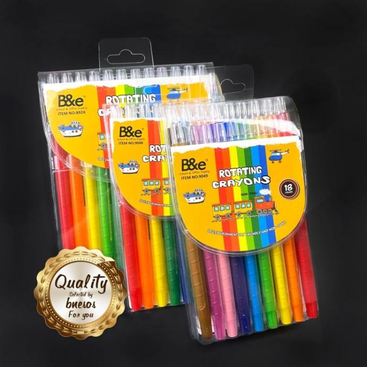 Bnesos Stationary School Supplies B&e Rotating Crayons 8-12-18Colors ...