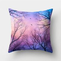 Retro Tree Cushion Cover for Sofa Home Car Decor Colorful Starry Sky Moon House Pillow Case Tree Pillowcase