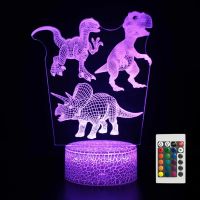 ☜✆✔ 3D Cute Dino Lamp for Kids LED Dinosaur Light Lovely USB Acrylic Bedroom Table Dinosaur Night Light for Birthday Decoration